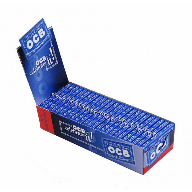 OCB Blau 100er Cartonne Express Gomme No. 4 Zigarettenpapier Papers 5 Boxen (125 Heftchen / Booklets)