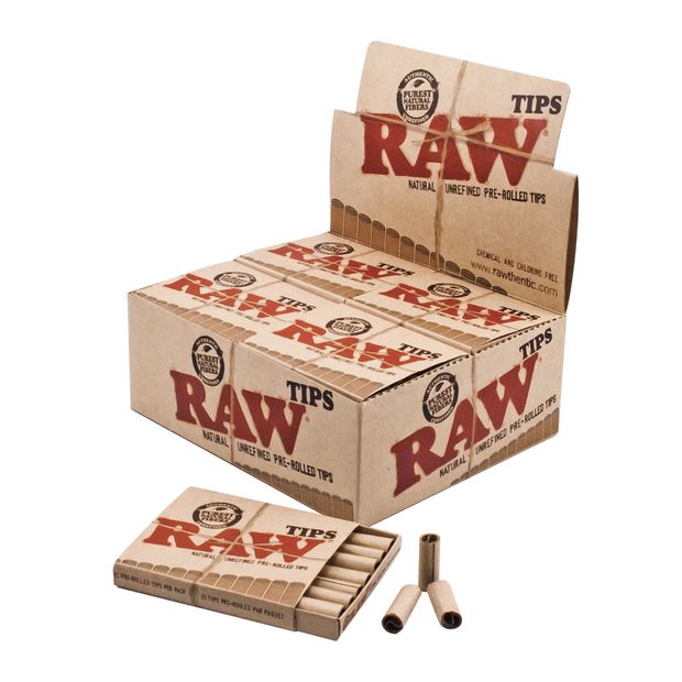 RAW pre-rolled Filter Tips slim natural unbleached Filtertips 3 boxes (1260 tips)