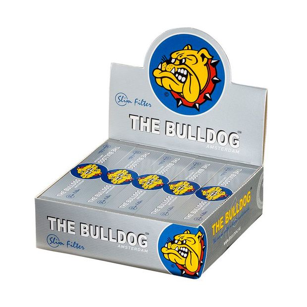 The Bulldog breite Filter Tips Silver wide King Size Filtertips perforiert 1 Box (50 Heftchen)