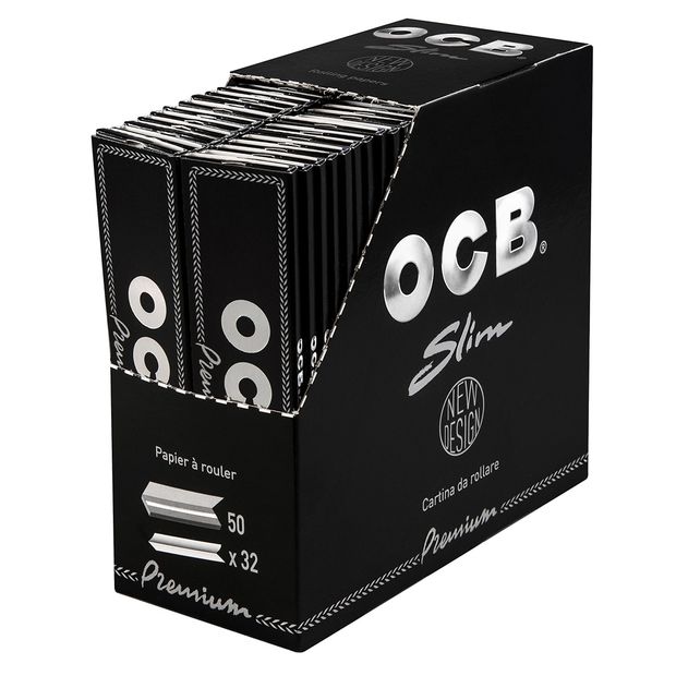 OCB Premium slim King Size Papers Blttchen schwarz 2 Boxen (100 Booklets)