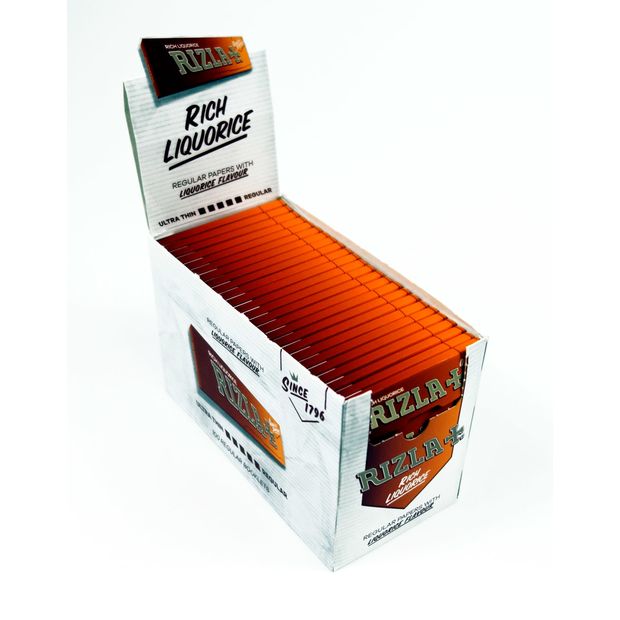 Rizla Liquorice cigarette paper braun single wide flavoured 1x box (100 booklets)