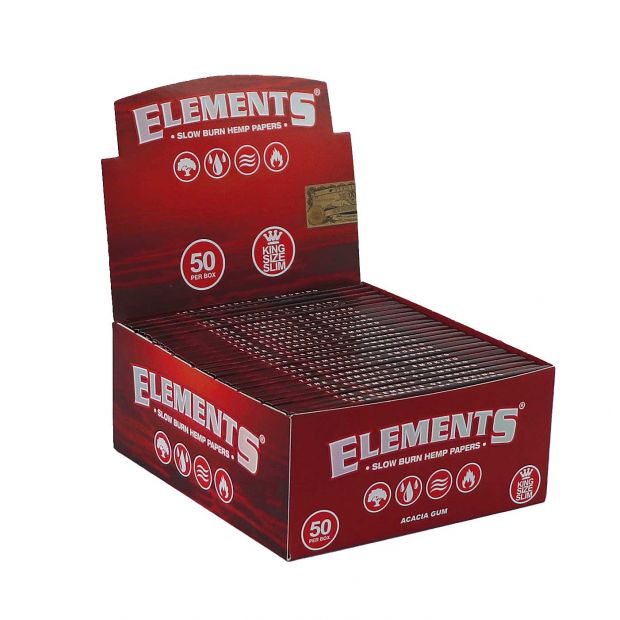 Elements Red King Size Slim Papers aus Hanf 1 Box (50 Heftchen)