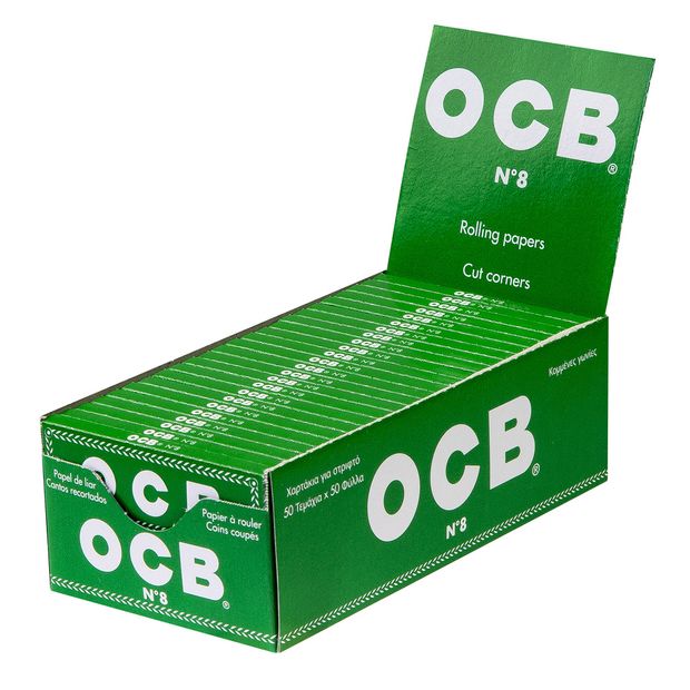 OCB Green N8 Regular short Cigarette Papers with Cut Corners 1 box (50 booklets)