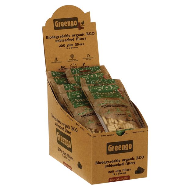 Greengo Organic ECO Filters Slim biodegradable unbleached 1 display (20 bags)