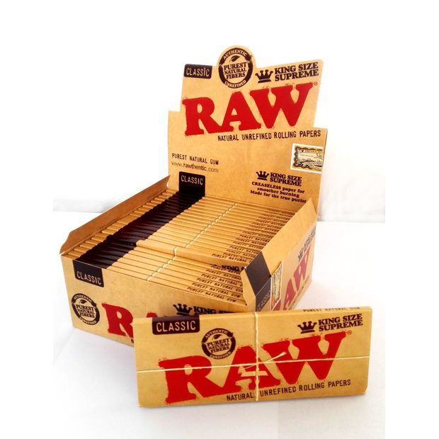 RAW Classic King Size Supreme Creaseless Papers ohne Knick 2 Boxen (48 Heftchen)