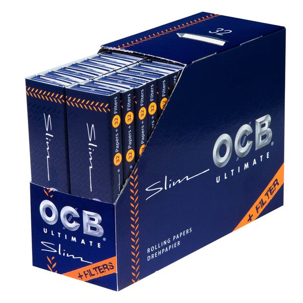 OCB Ultimate ultradnne Papers+Tips King Size Slim Blttchen  1 Box (32 Heftchen)