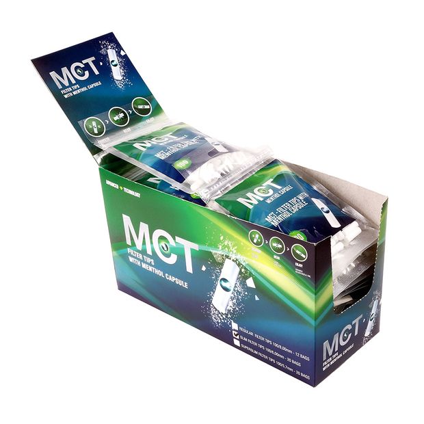 MCT Filters Slim Menthol Click Filters 6mm 1 display (20 bags/2000 filters)