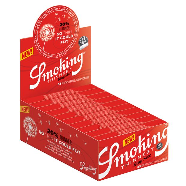 Smoking Thinnest King Size Slim Blttchen+Tips, je 33 Stck pro Heftchen 1 Box (24 Heftchen)