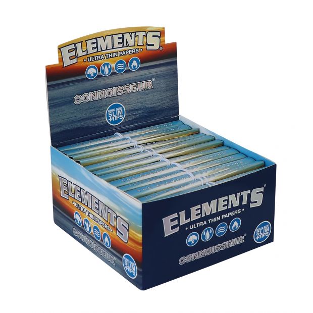Elements Connoisseur King Size Slim Papers inclusive Tips, 32 pieces per booklet 1 box (24 booklets)