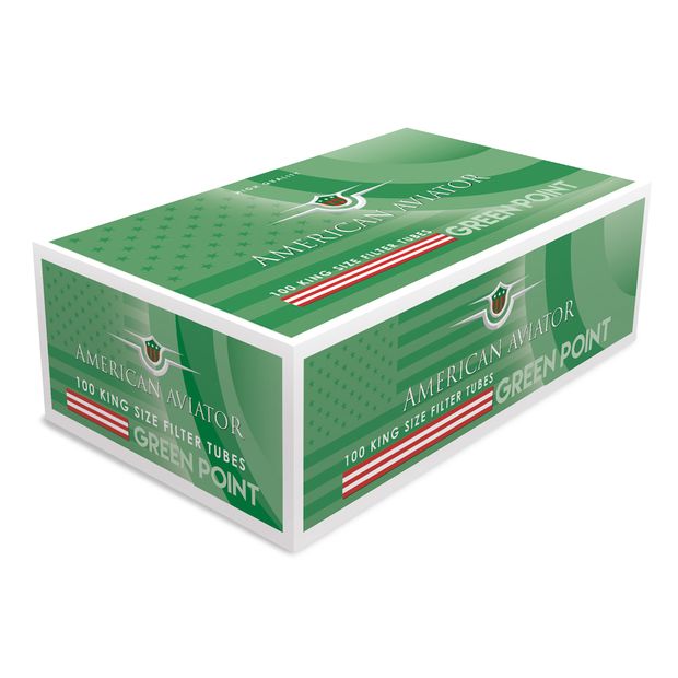 American Aviator King Size Filter Tubes Green Point, Click-Tubes with Menthol-Capsule, 100 per Box
