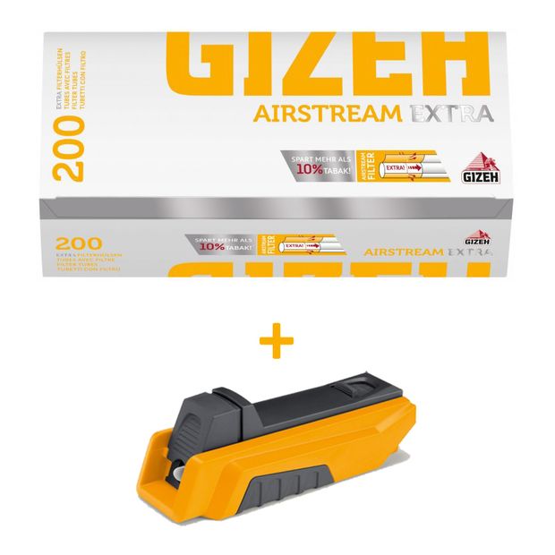 *BARGAIN PACK!* 10 Boxes of GIZEH Airstream Extra Tubes + 1 GIZEH Vario Filling Machine