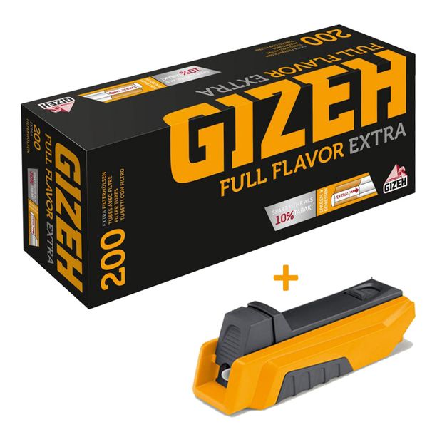 *SPAR-SET!* 10 Boxen GIZEH Full Flavour Extra Filterhlsen + 1 GIZEH Vario Stopfer