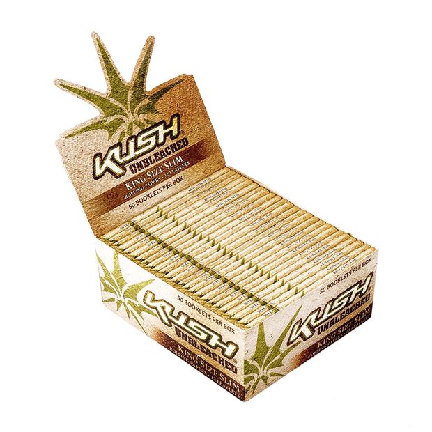 KUSH King Size Slim Papers Unbleached, 50 unbleached Papers per Booklet