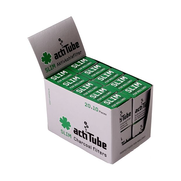 actiTube Slim Aktivkohlefilter, kompaktes Reise-Format, 10 Filter pro Pckchen 4 Boxen (80 Packungen)