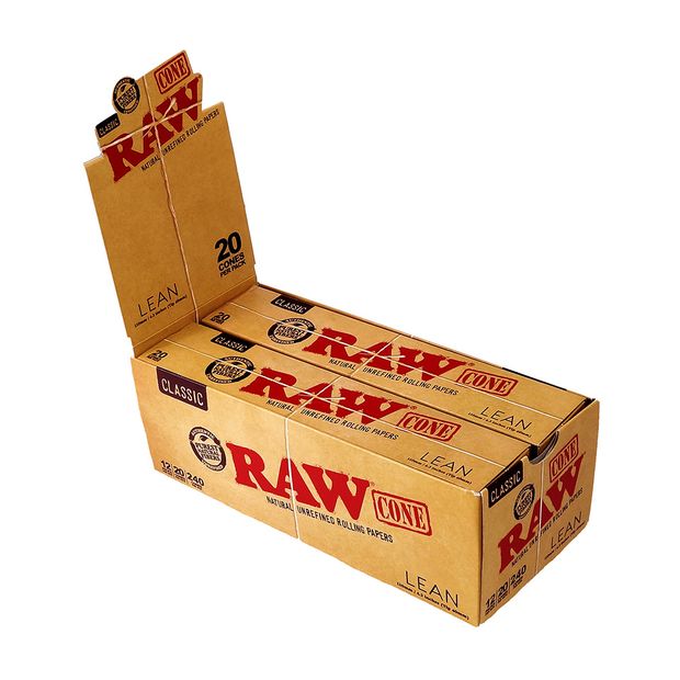 RAW Classic Cone Lean, 20 schlanke, vorgerollte Cones pro Packung