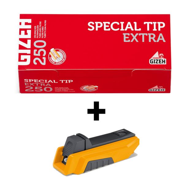 *SPAR-SET!* 8 Boxen GIZEH Special Tip Extra Filterhlsen + 1 GIZEH Vario Stopfer