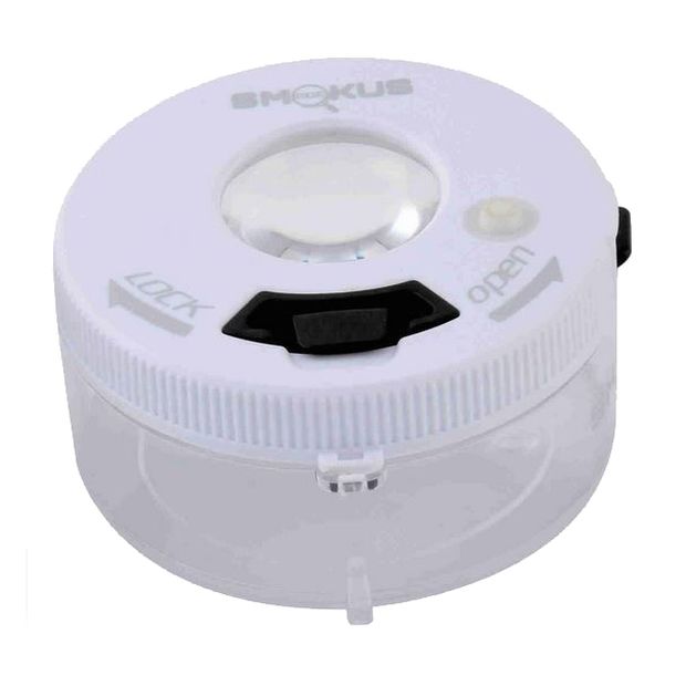 Smokus Focus Jetpack white, airtight storage jar, magnifying glass in the lid
