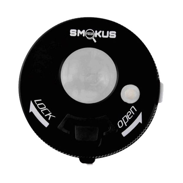 Smokus Focus Jetpack black, airtight storage jar, magnifying glass in the lid