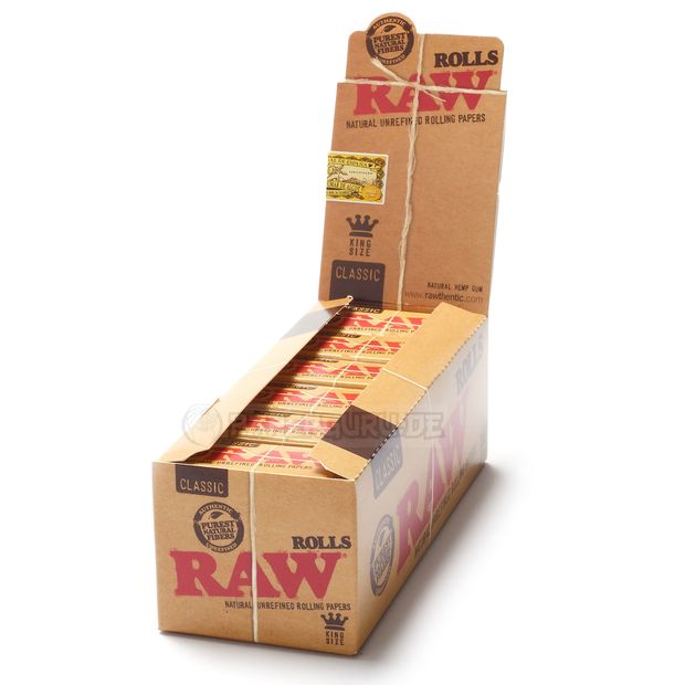 RAW Rolls Classic, unbleached papers, 3 meters length 1 box (12 rolls)