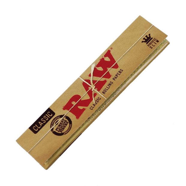 RAW King Size Slim Classic Rolling Papers, ungebleichte Slim Longpapers 20 Booklets