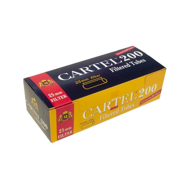 CARTEL 200 Filterhlsen mit extra-langem Filter, 25 mm Filter, 200 Hlsen pro Box 50 Boxen (1 Umkarton / 10.000 Hlsen)