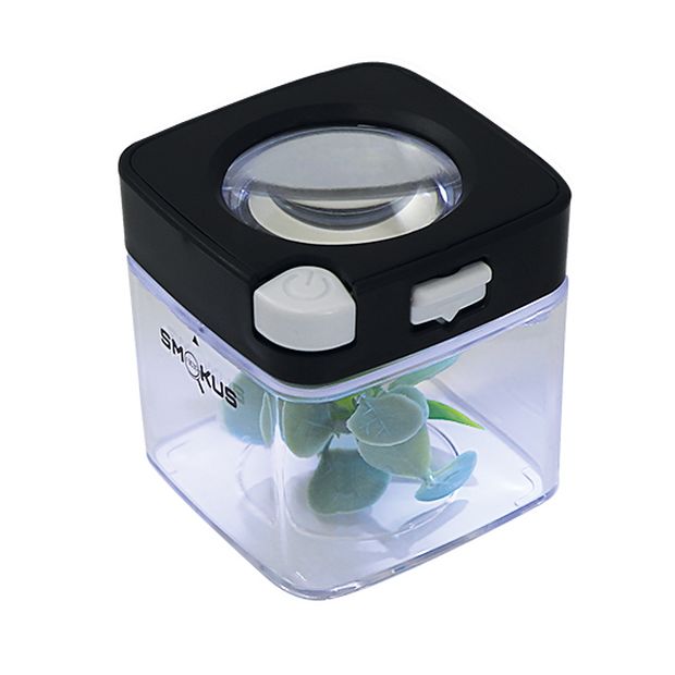 Smokus Focus Comet Black, airtight storage container, magnification in the lid