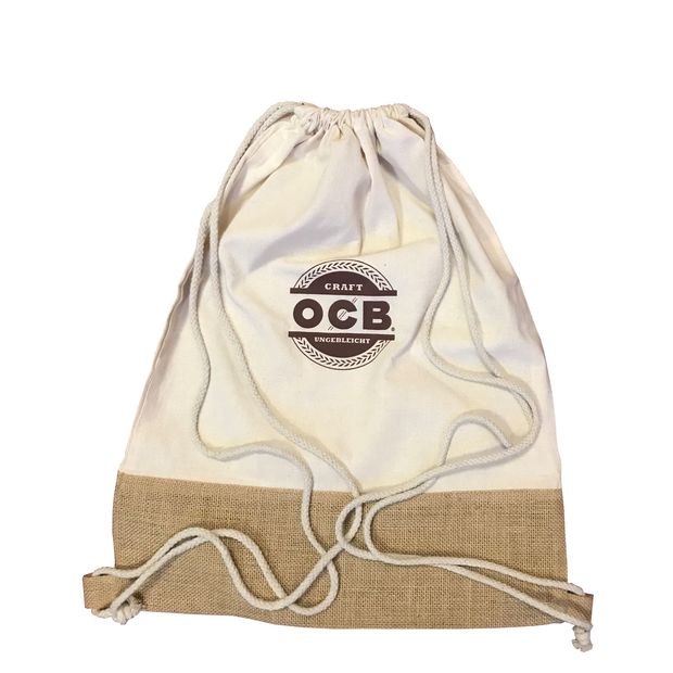 OCB Craft gym bag in natural white with jute fabric, 100% cotton