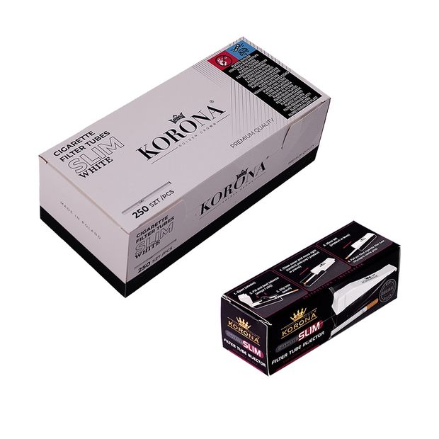 Bargain pack with 1x Korona Slim filling machine + 10x Korona Slim White filter tubes 6.8mm, box of 250