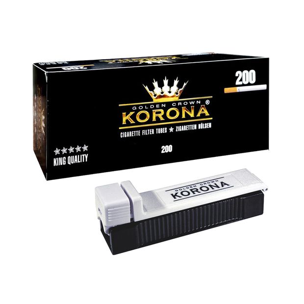 Bargain pack with 1x Korona filling machine + 10x Korona filter tubes in standard format, box of 200