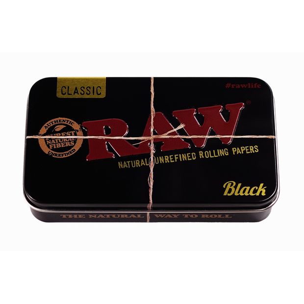RAW Black Metal Tin Box, kleine metallene Aufbewahrungs-Box