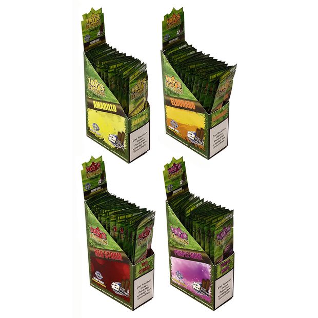 4 Boxes Juicy Jays Hemp Wraps Enhanced-Mix, 4 new Flavours to choose from