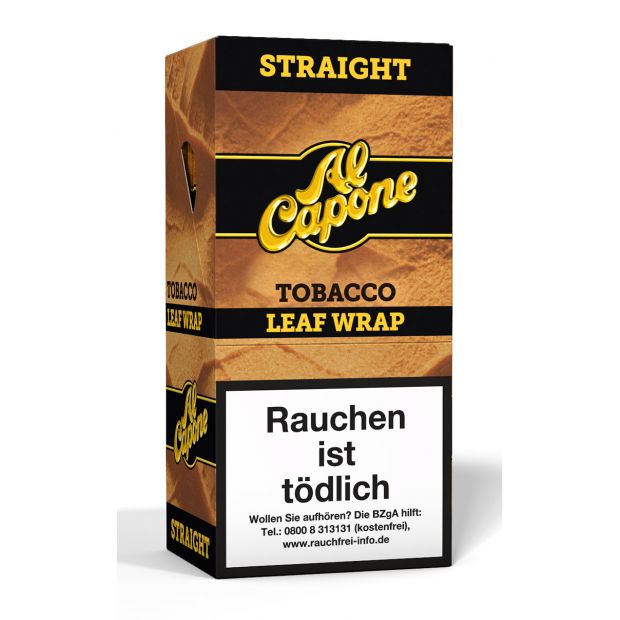 AL CAPONE Leaf Wraps, Straight - pure tobacco flavour - NEW packaging: 18 Wraps per Box!