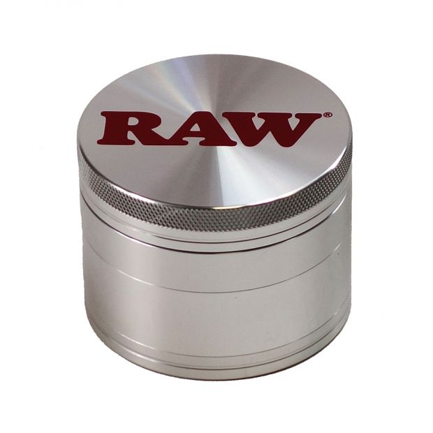 RAW Grinder Aluminium 4-Part 56 mm, 4-Piece Aluminium Grinder with Spatula 6 grinders (1 box)