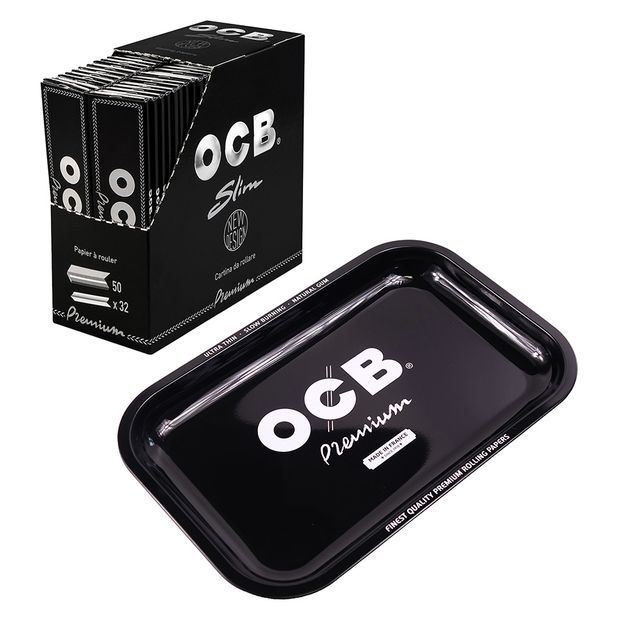 Spar-Set: 1 OCB Premium Tray + 1 Box OCB Schwarz Premium Kingsize Slim Papers