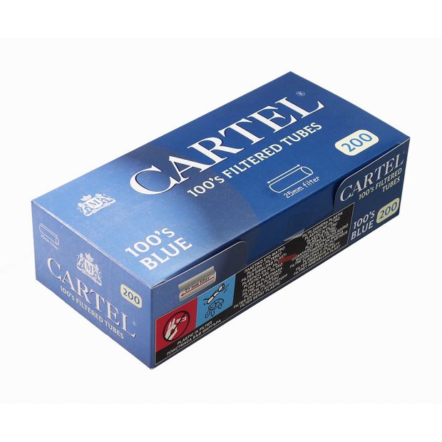 CARTEL filter tubes 100 mm BLUE, extra-long tubes with extra-long filter, 200 per box