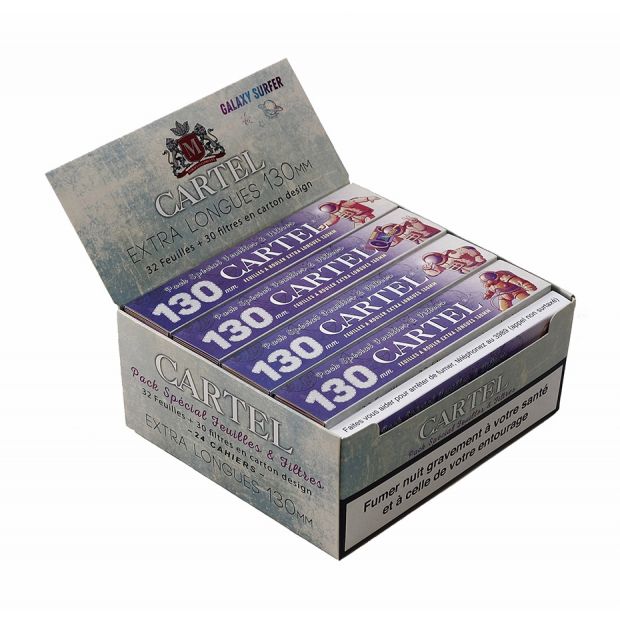 CARTEL Rolling Papers Extra Long + Tips, 13 mm Lnge, 24 Heftchen pro Box