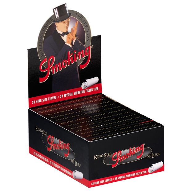 Smoking Deluxe Papers + Tips King Size slim Filtertips integriert! NEU 5 Boxen (120 Heftchen)