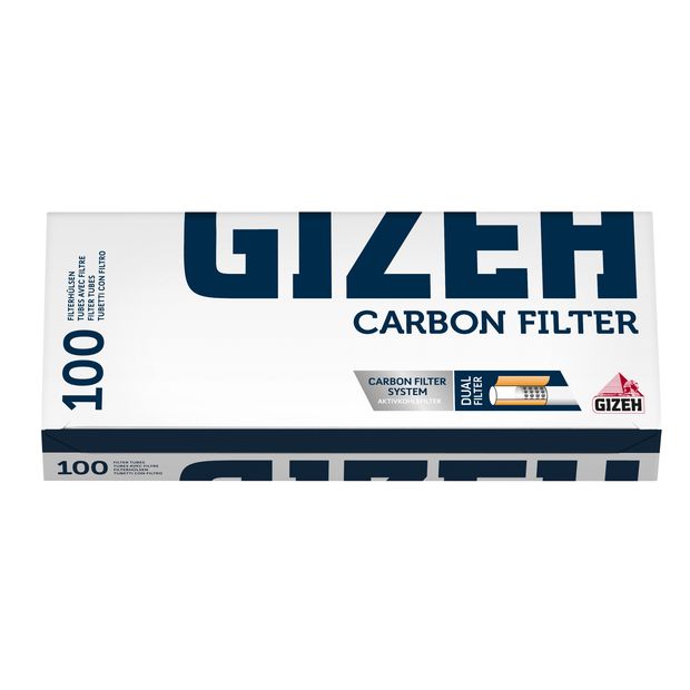 GIZEH Carbon Filter, Zigarettenhülsen mit Aktivkohlefilter, 100 Stück pro Box 1 Box (100 Hülsen)