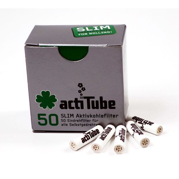 50er actiTube active charcoal filters SLIM 7mm filter for rolling Tune 1 package (50 filters)