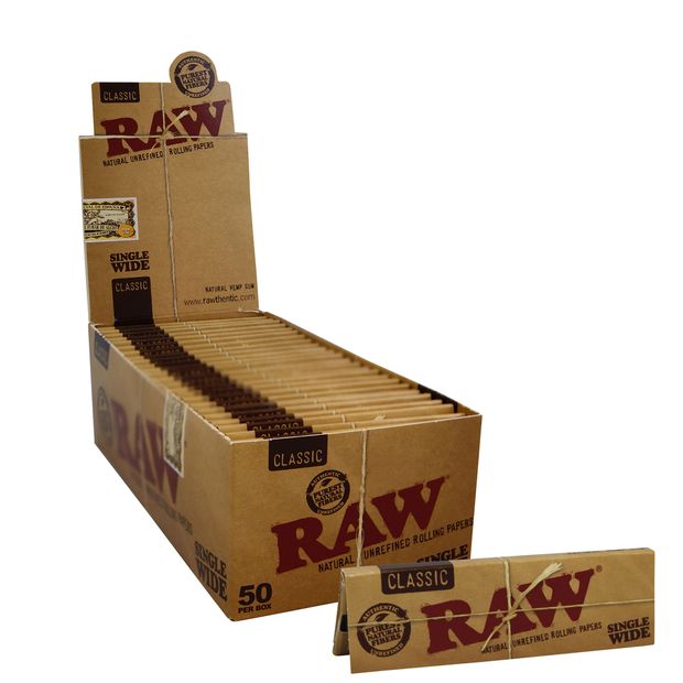 RAW Classic Regular Single Window Short Papers Unbleached 1 box (50x booklets)