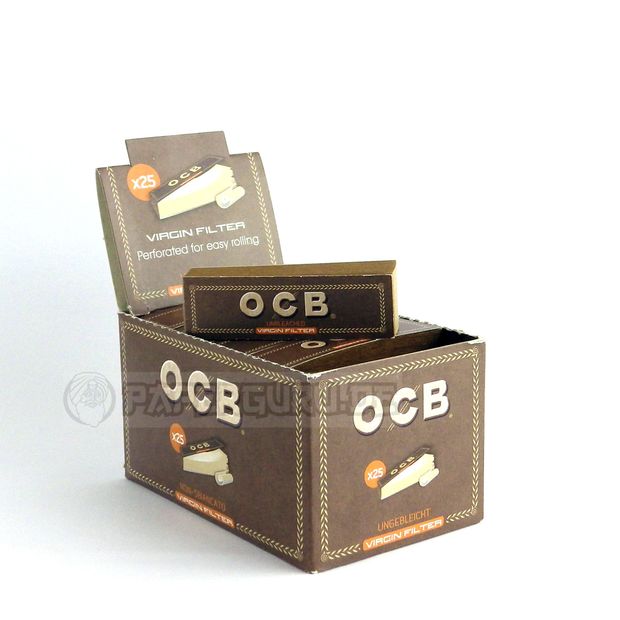 OCB Filter Tips Virgin Slim Perforated Unbleached 1 box (25 booklets)