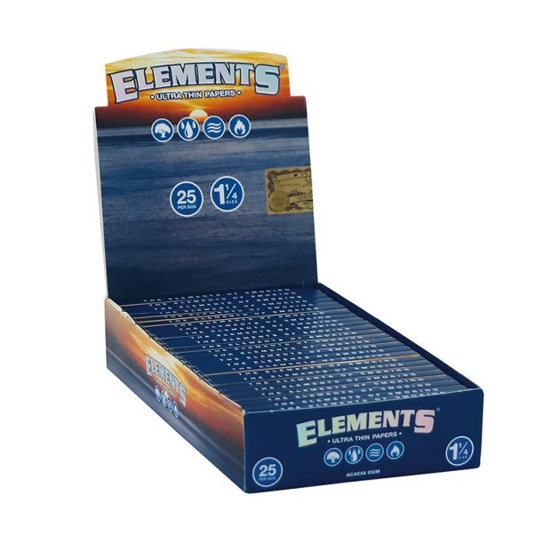 Elements 1 1/4 Medium Size Zigarettenpapier Reis Papers Ultra Dünn 1 Box (25x Heftchen/ Booklets)