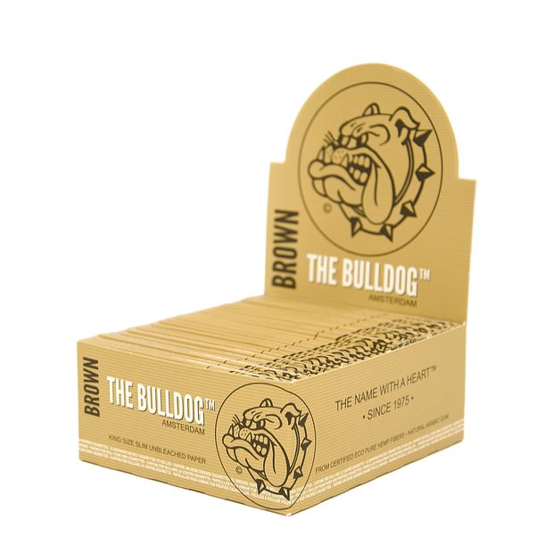 The Bulldog Brown King Size slim Eco Papers natural cigarette papers unbleached 1 box (50 booklets)