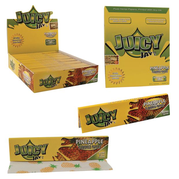 1 Box (24x) Juicy Jays King Size flavoured Papers Pineapple
