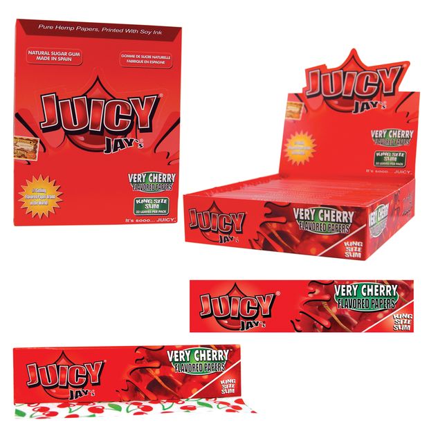 1 Box (24x) Juicy Jays King Size flavoured Papers Very Cherry