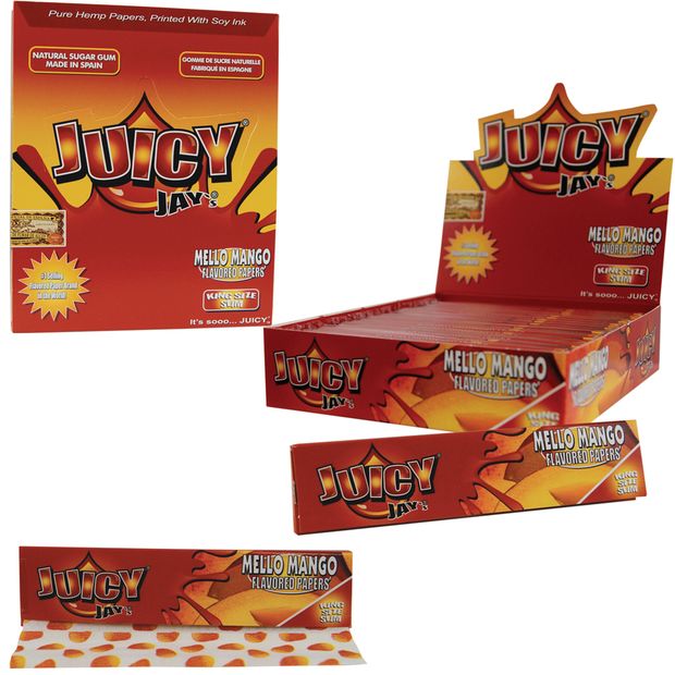 1 Box (24x) Juicy Jays King Size flavoured Papers Mello Mango