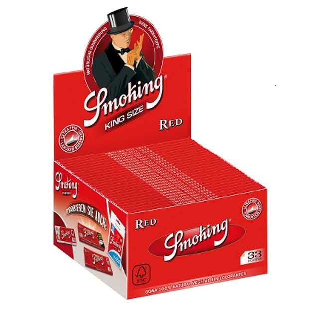 Smoking Red Reis King Size Papers Blättchen Rice Rot 1 Box (50 Booklets)