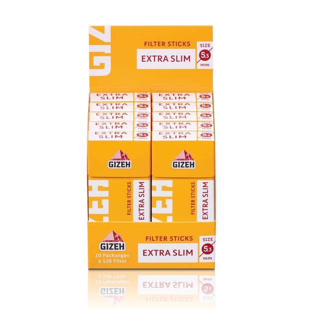 Gizeh Filter Sticks Extra Slim 5,3mm Diameter 10 boxes (100 packages/ 12600 filters)