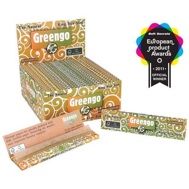 Greengo King Size Slim Ungebleichte Blättchen 3 Boxen (150 Heftchen)