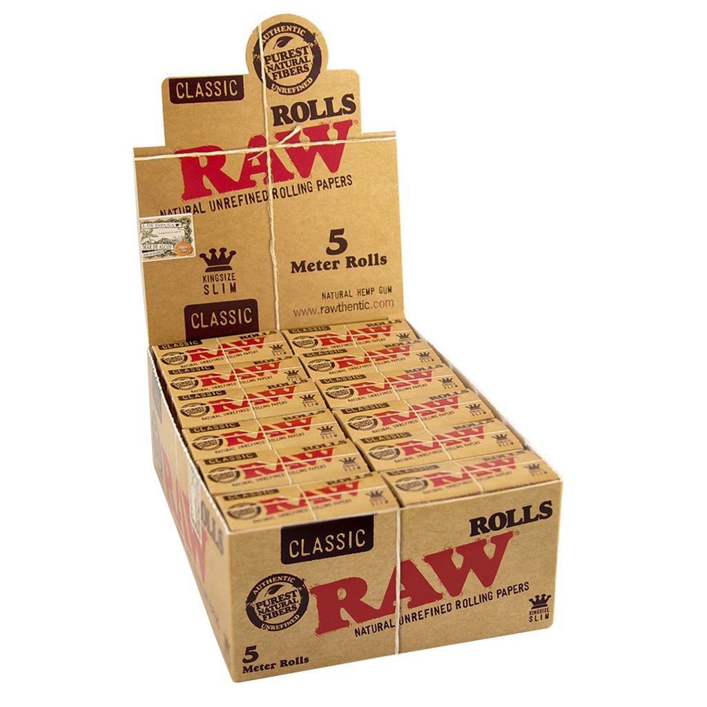 RAW Classic Roll Rips Purest Natural Fibre Unrefined 3 Meter Rolling Paper *NEW* 